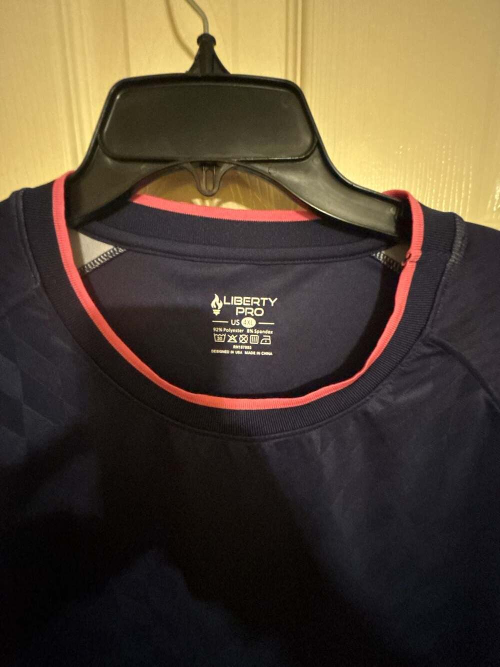 Liberty Pro Men's Athletic Training Short Sleeve T-Shirt Navy Blue with Pink Geo
